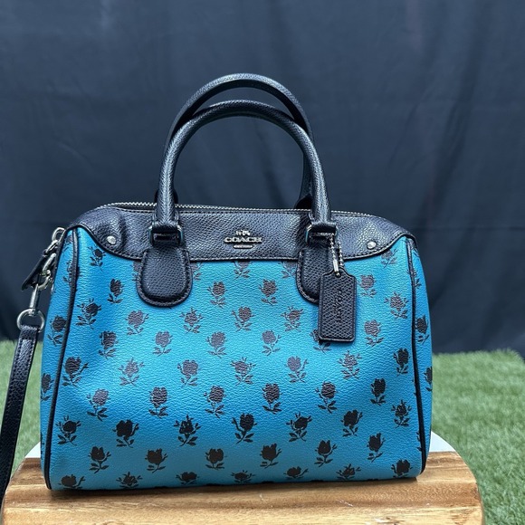 Coach Handbags - Coach Mini Bennett Crossbody Satchel Badlands Floral Turquoise Print‎ Shoulder